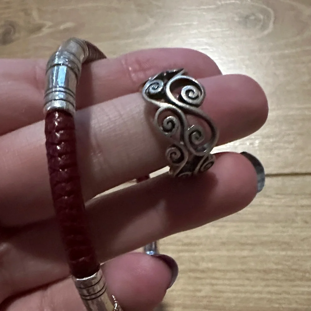Brighton Silver and Red Swirl Necklace Set - Picture 5 of 5
